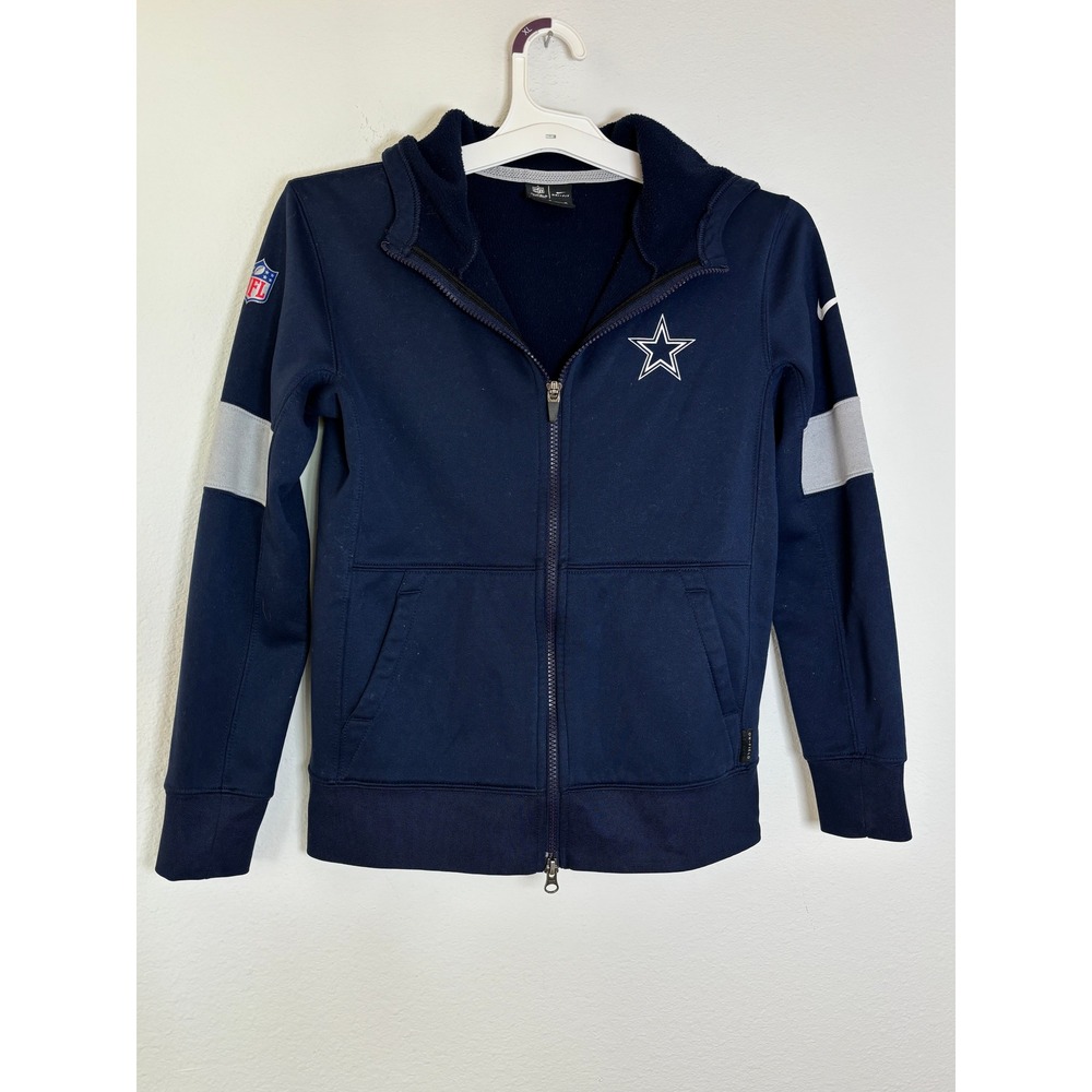 Nike NFL Dallas Cowboys Youth Medium Full Zip Hoodie Dri-FIT Navy Blue Jacket